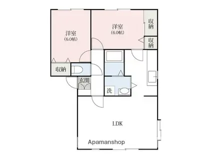 オーキッド A棟(2LDK/1階)の間取り写真