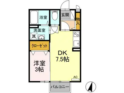エクセルタムラ B(1DK/2階)の間取り写真