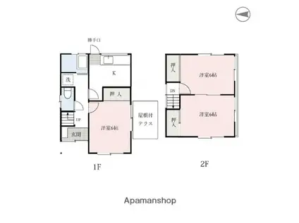 東武鉄道桐生線 阿左美駅 徒歩24分 2階建 築53年(3DK)の間取り写真