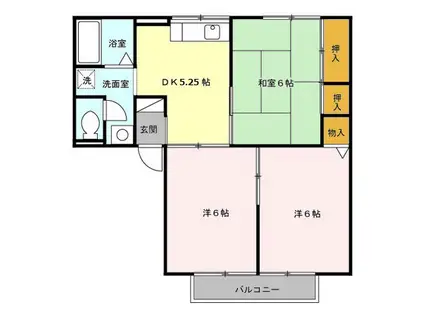 ベルタウンC(3DK/2階)の間取り写真