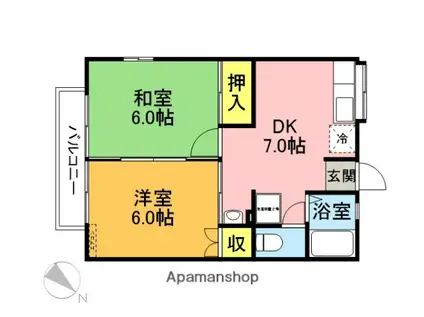 ソフィアハイツ(2DK/2階)の間取り写真