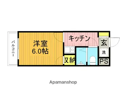 トスカーナ22(1K/4階)の間取り写真