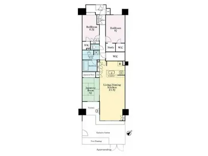 グランフェスタ宮原フィオーレ(3LDK/1階)の間取り写真