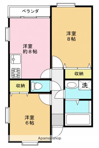 本郷ハイツA・B(2DK/2階)の間取り写真