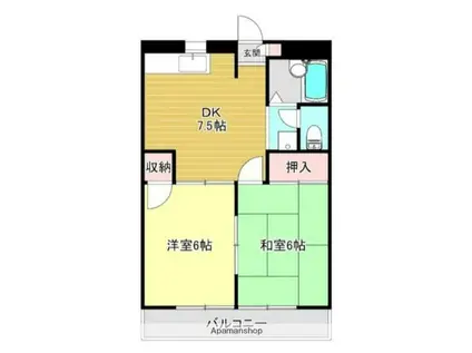 ウェルネスハイツ(2DK/3階)の間取り写真