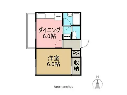 パールハイツ高松(1DK/1階)の間取り写真