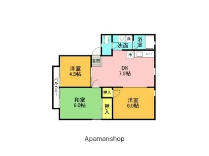 サンビレッジ上尾(2LDK/2階)の間取り写真