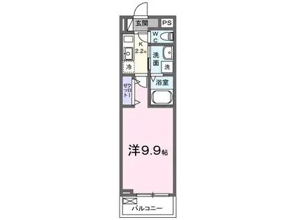 アリエッタ(1K/2階)の間取り写真