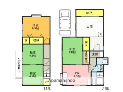 高崎線 北本駅 徒歩16分 2階建 築54年(4DK)の間取り写真