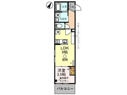 グレイスグリーンヒルズ(1LDK/1階)の間取り写真