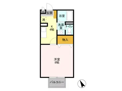 プランドール(1K/1階)の間取り写真