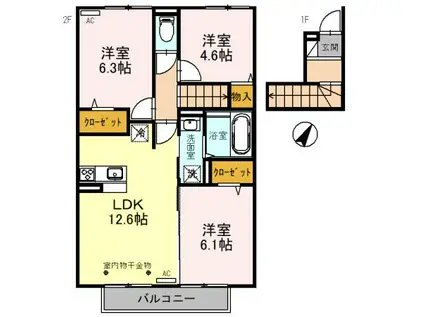 アウレスト(3LDK/2階)の間取り写真