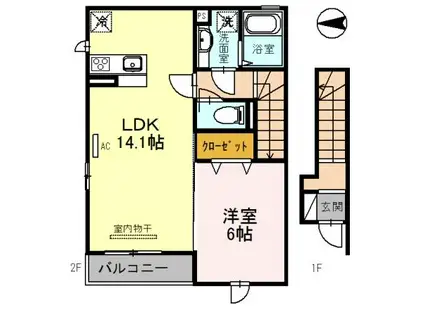アレーズK(1LDK/2階)の間取り写真