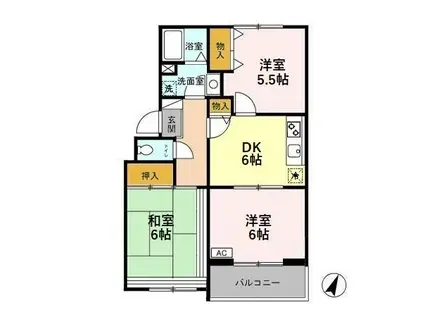 グリーンパークマルオカ(3DK/3階)の間取り写真