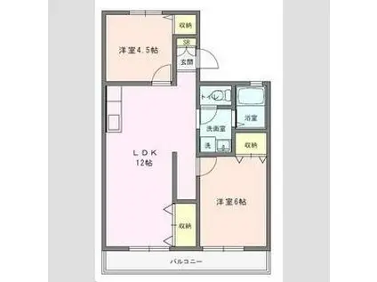 オリス鴻巣A(2LDK/2階)の間取り写真