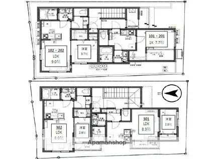 KEIAI RESIDENCE 上尾Ⅲ(1LDK/2階)の間取り写真