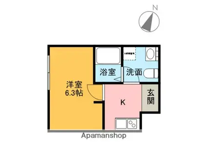 ミッドタウン原市(1K/1階)の間取り写真