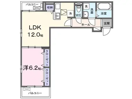 アンテムノン(1LDK/1階)の間取り写真