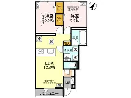 ベルヴィル(2LDK/1階)の間取り写真