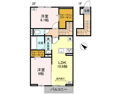 CLASSEUM桶川泉 II(2LDK/2階)の間取り写真
