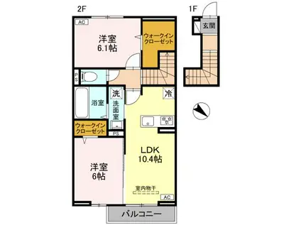 CLASSEUM桶川泉 I(2LDK/2階)の間取り写真
