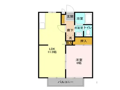 ビーライン大谷本郷(1LDK/2階)の間取り写真