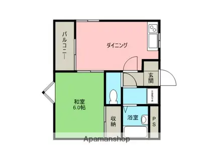 スクウェアガーデン(1DK/2階)の間取り写真