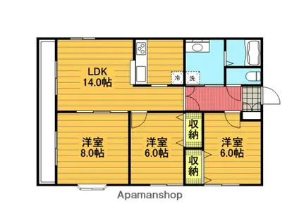 フィーリンベスト(3LDK/2階)の間取り写真