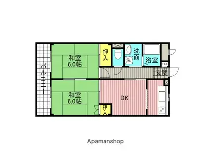 第2関根ハイツ(2DK/2階)の間取り写真