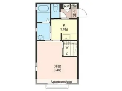 メイフェアB(1K/2階)の間取り写真