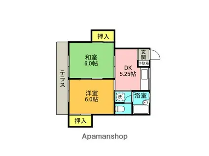 コーポ天の川(2DK/1階)の間取り写真