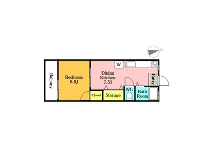小倉ハイム(1DK/1階)の間取り写真