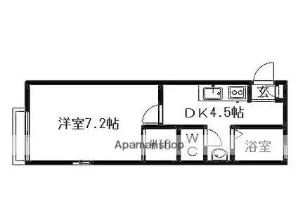 プリームスⅡ(1K/1階)の間取り写真