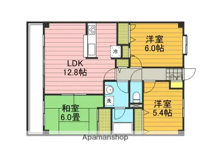 ビューフレア片町(3LDK/5階)の間取り写真