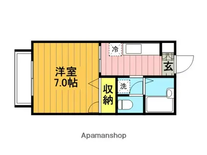 ブルーム(1K/1階)の間取り写真