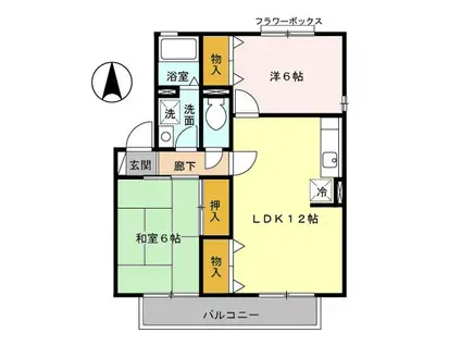 セジュールアネシスⅠ(2LDK/2階)の間取り写真