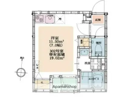 VILLABRISE常盤(ワンルーム/3階)の間取り写真