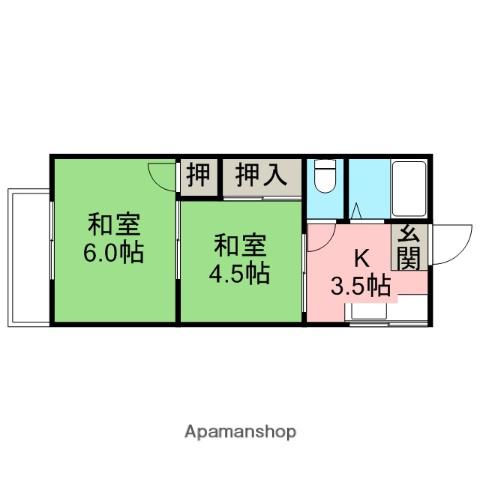 ハイツ高橋(2K/2階)の間取り写真