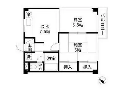 ESTATEYAMAZAKI(2DK/1階)の間取り写真