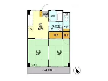 ヴィラ松本(2DK/2階)の間取り写真