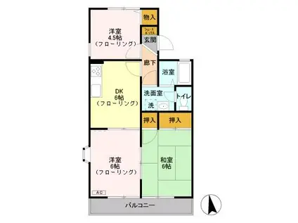 プレステージグランデII(3DK/2階)の間取り写真