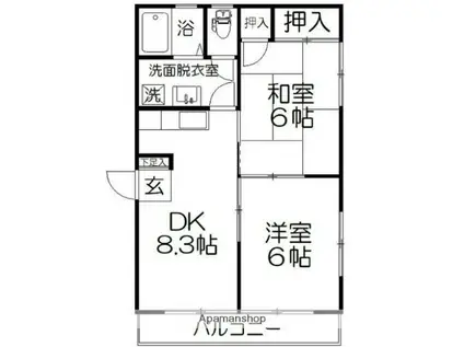 レジデンツ藤(3DK/2階)の間取り写真