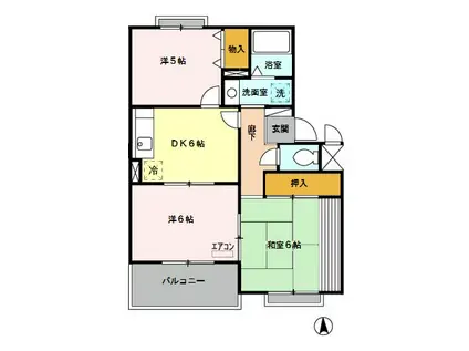 ピュアコート弐番館(3DK/3階)の間取り写真