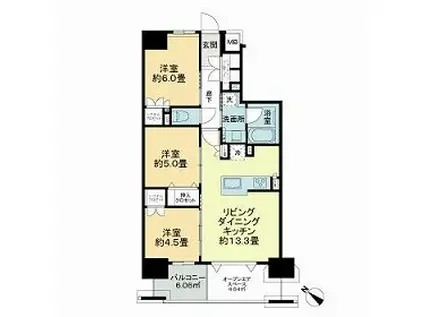 ヴェレーナ浦和領家(3LDK/9階)の間取り写真