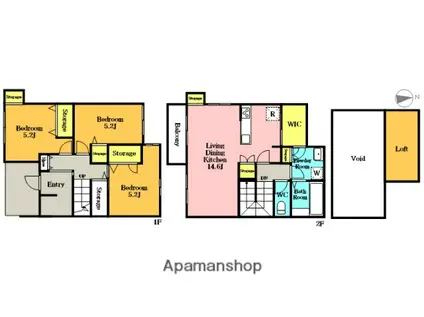 さいたま市桜区栄和契約A棟(3LDK)の間取り写真