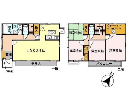 武蔵野線 東浦和駅 バス乗車時間:11分 三室中学校バス停で下車 徒歩4分 2階建 築27年(4LDK)の間取り写真