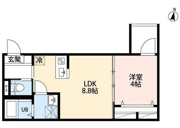 太陽と月の調和 LUNARE元町(1LDK/1階)の間取り写真