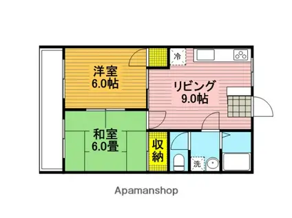 伊藤ハイム(2DK/1階)の間取り写真