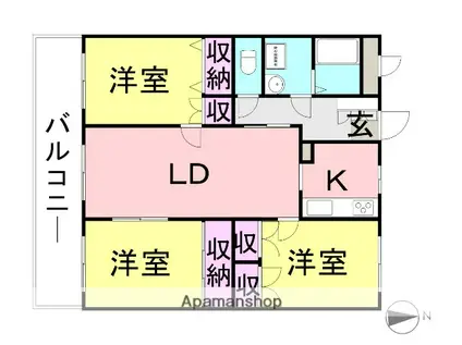 パームハイツⅡ(3LDK/2階)の間取り写真