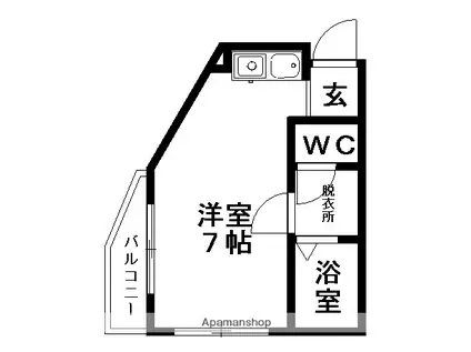 エムズガーデンⅠ(ワンルーム/2階)の間取り写真
